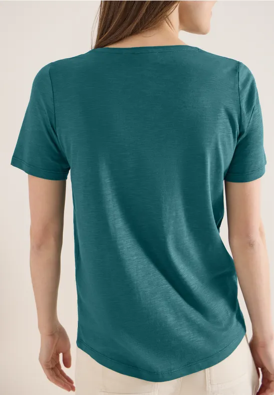 Basic einfarbiges T-Shirt mit Rundhalsausschnitt
