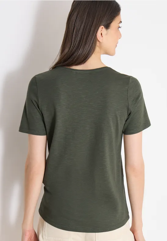 Basic einfarbiges T-Shirt mit Rundhalsausschnitt