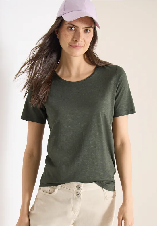 Basic einfarbiges T-Shirt mit Rundhalsausschnitt