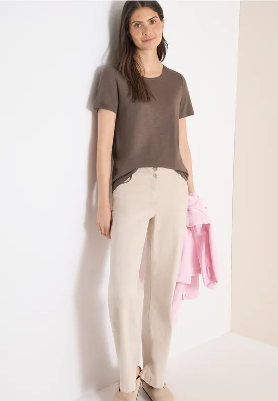 Damen Basic T-Shirt mit Rundhalsausschnitt