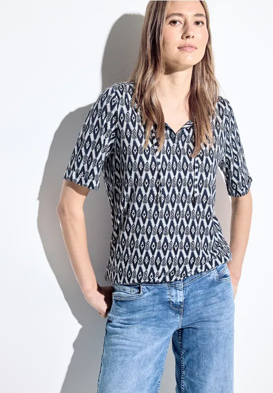 Bedrucktes Kurzarm Tunika Top