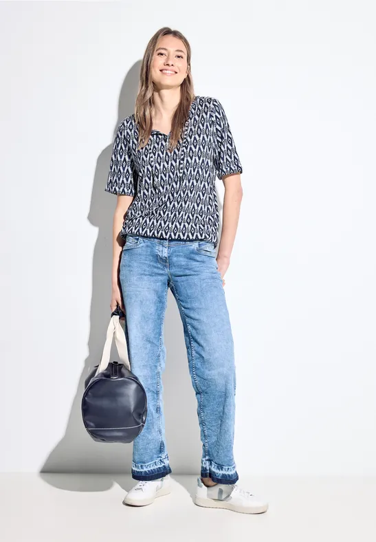 Bedrucktes Kurzarm Tunika Top