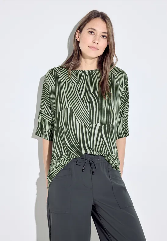 Grün gestreiftes Oversize T-Shirt Cecil