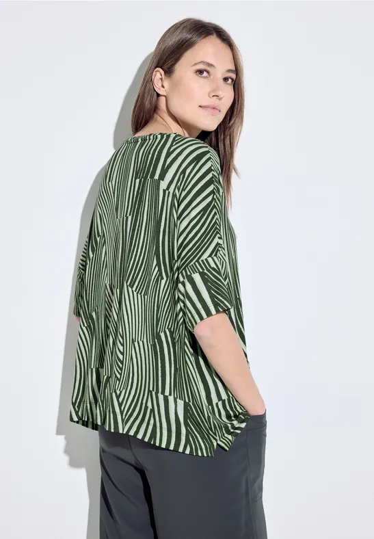 Grün gestreiftes Oversize T-Shirt Cecil