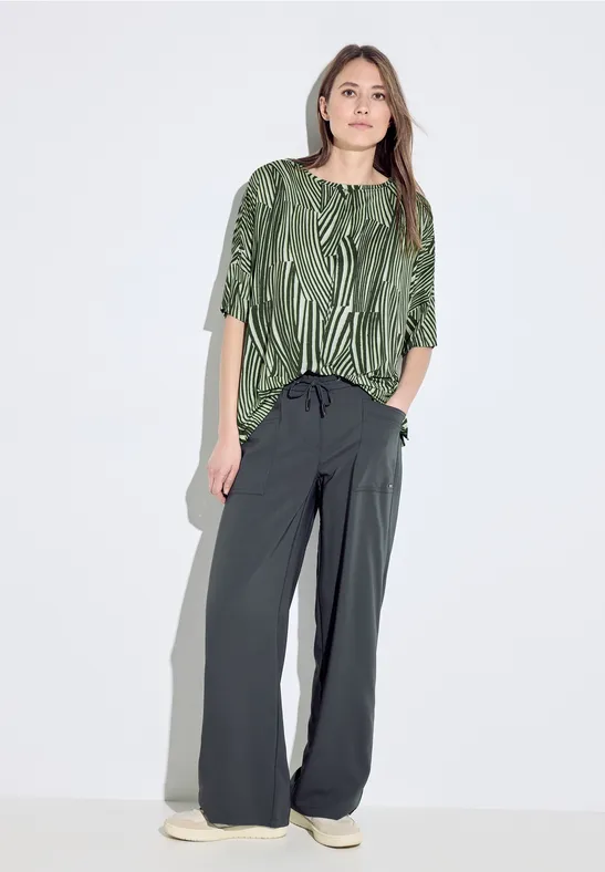 Grün gestreiftes Oversize T-Shirt Cecil