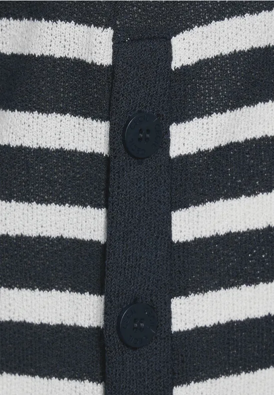 Gestreiftes Kurzarm-Strickoberteil