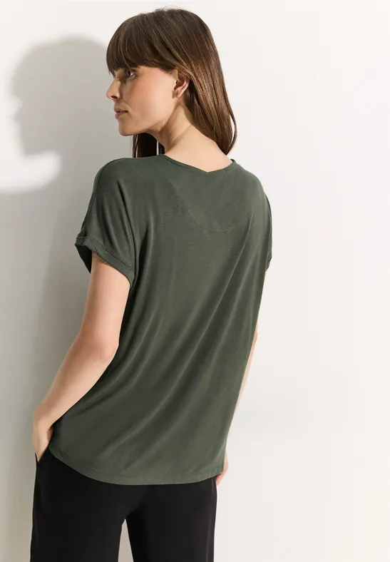 Lässiges V-Ausschnitt T-Shirt mit Knöpfen
