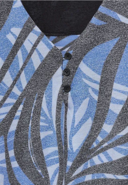 Kurzarm V-Ausschnitt T-Shirt mit Print