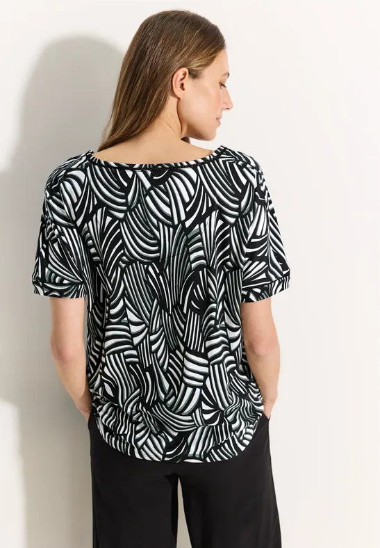 T-Shirt mit grafischem V-Ausschnitt