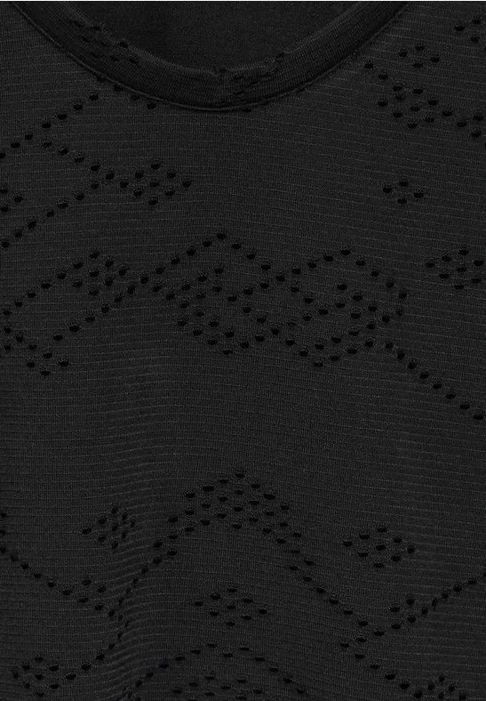 T-Shirt mit Ajourmuster und Rundhalsausschnitt