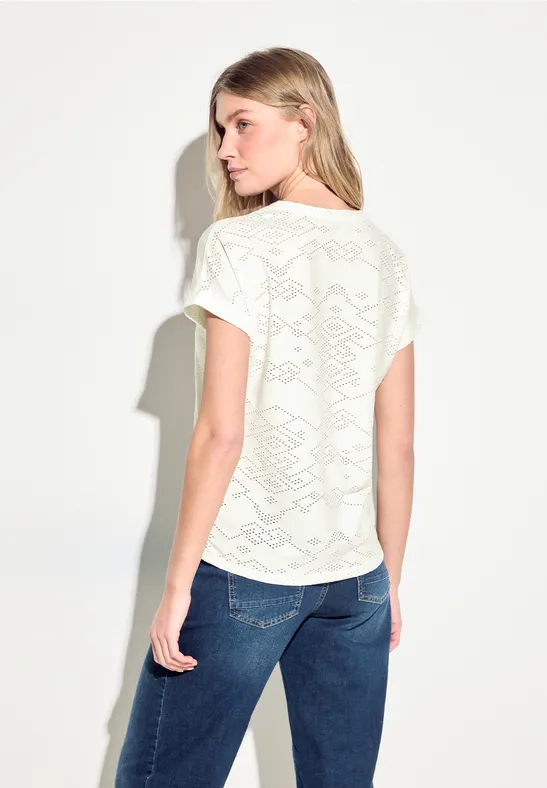 Ajourmuster Kurzarm T-Shirt