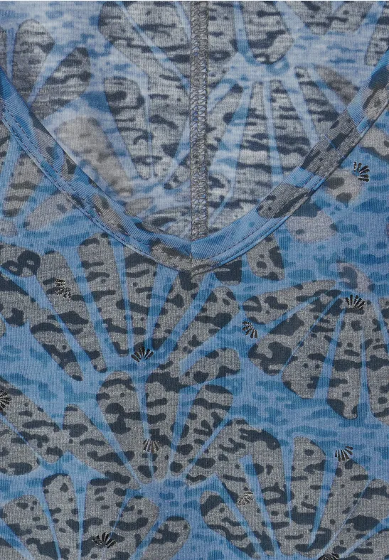 T-Shirt mit Burn-Out-Print und Schlitzen