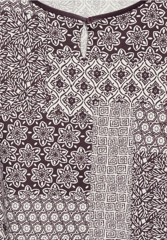 Damen Patchwork Print Kurzarm T-Shirt