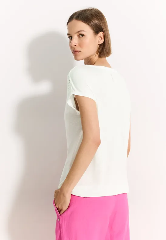 Damen Kurzarm T-Shirt mit Spitzendetail