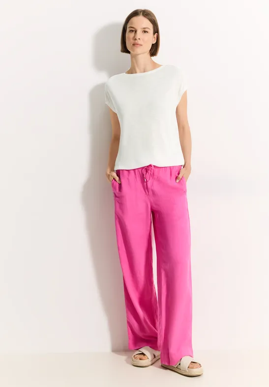 Damen Kurzarm T-Shirt mit Spitzendetail