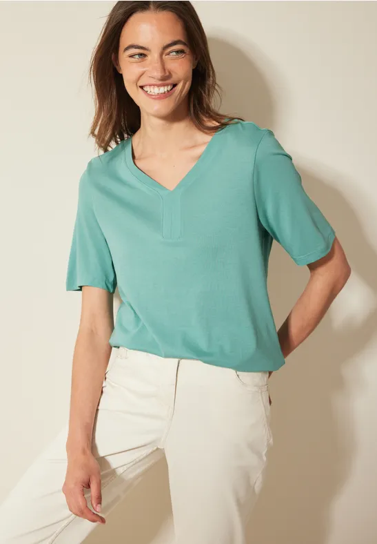Damen Tunika T-Shirt mit V-Ausschnitt