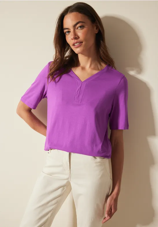 Damen Casual Tunika T-Shirt mit V-Ausschnitt