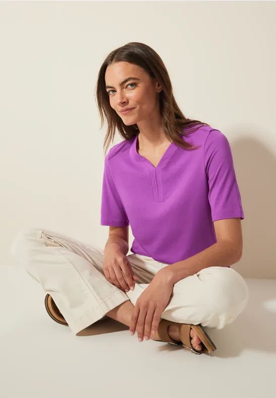 Damen Casual Tunika T-Shirt mit V-Ausschnitt