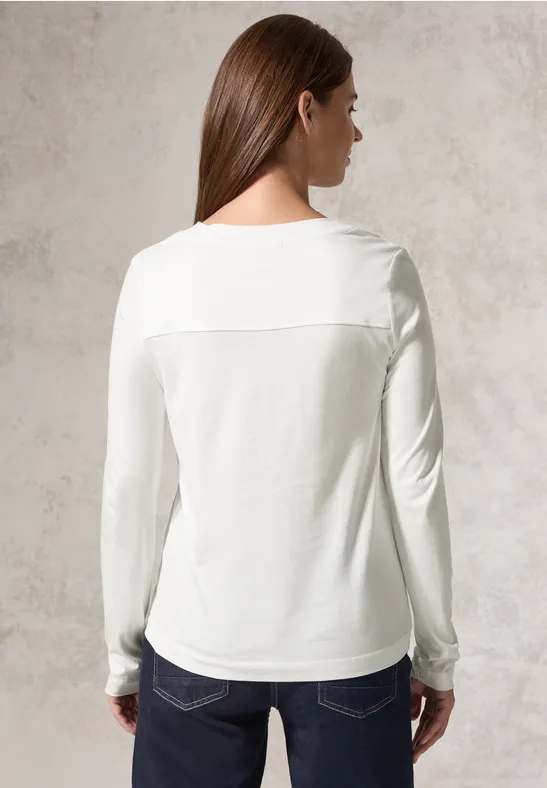 Damenmode, Weißes Langarm Tunika Shirt
