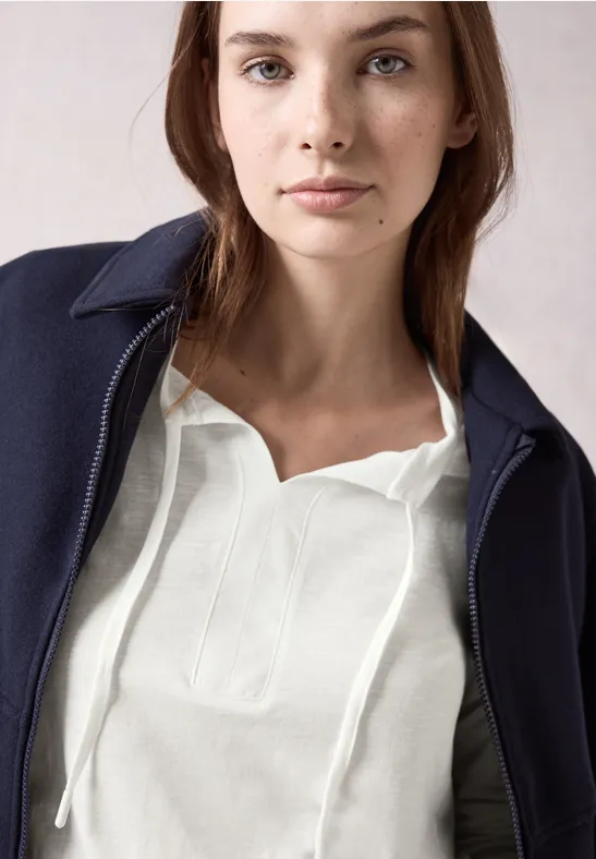 Damenmode, Weißes Langarm Tunika Shirt