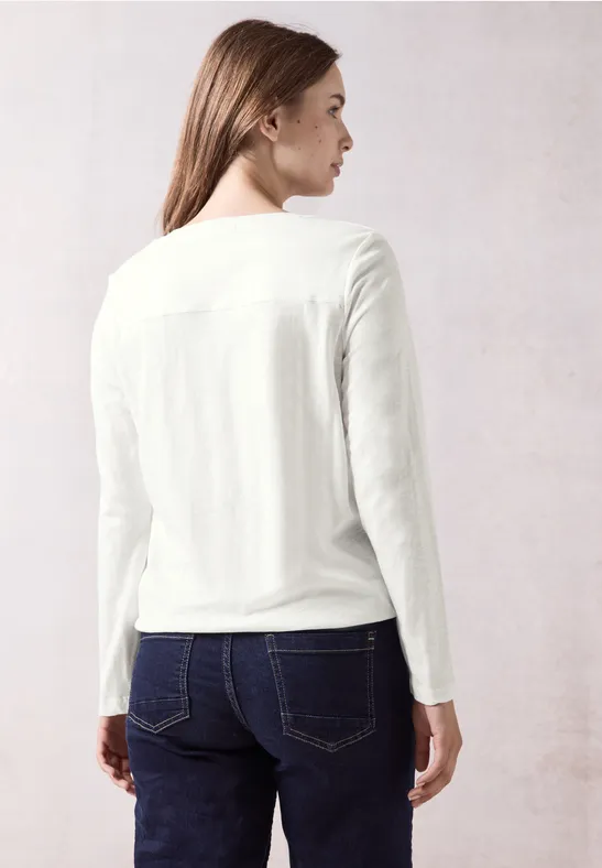 Damenmode, Weißes Langarm Tunika Shirt