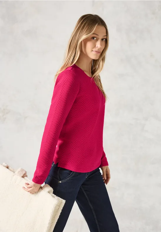 Strukturierter Strickpullover mit langen Ärmeln