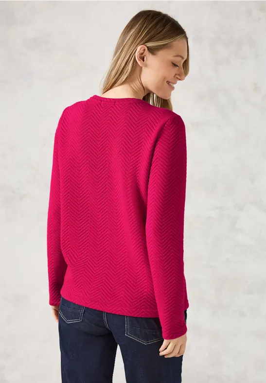Strukturierter Strickpullover mit langen Ärmeln