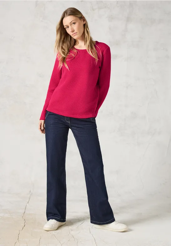 Strukturierter Strickpullover mit langen Ärmeln