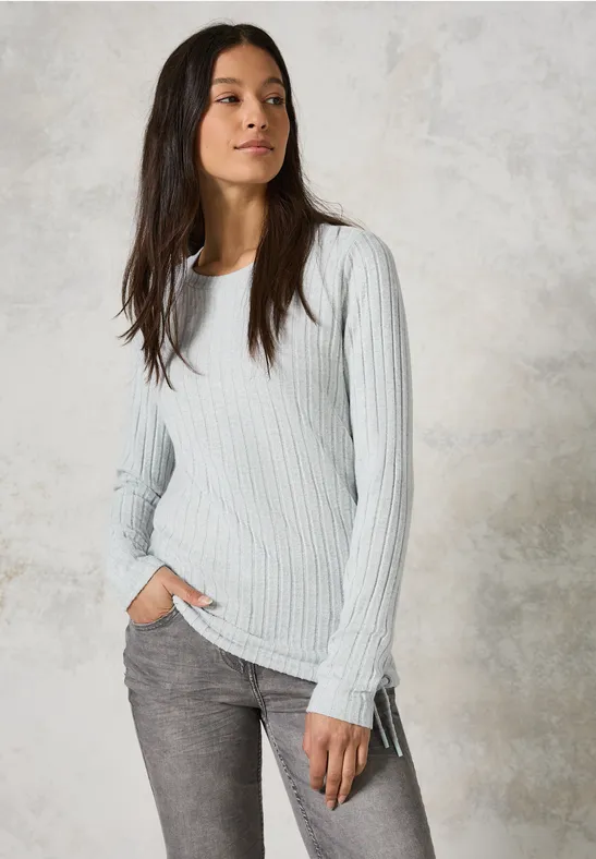 Langarmshirt mit gerippter Strickstruktur
