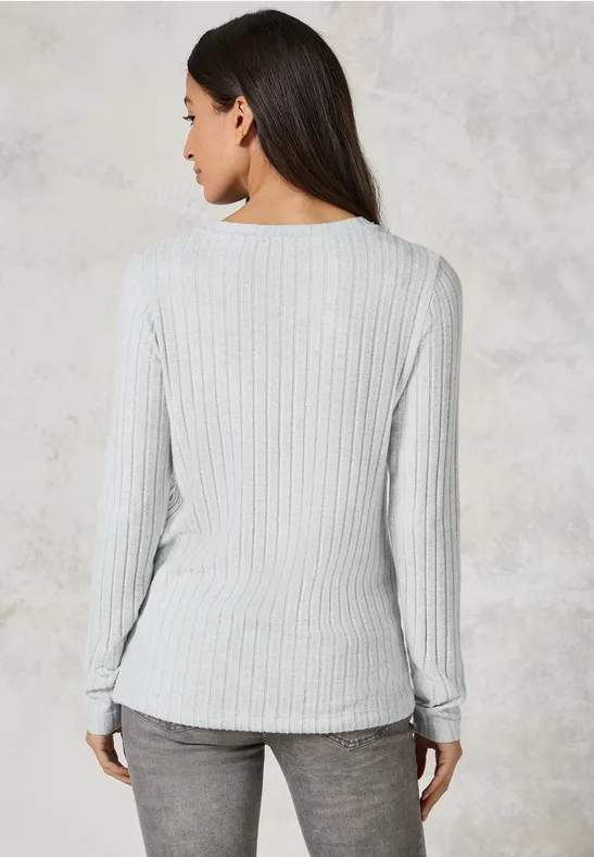 Langarmshirt mit gerippter Strickstruktur