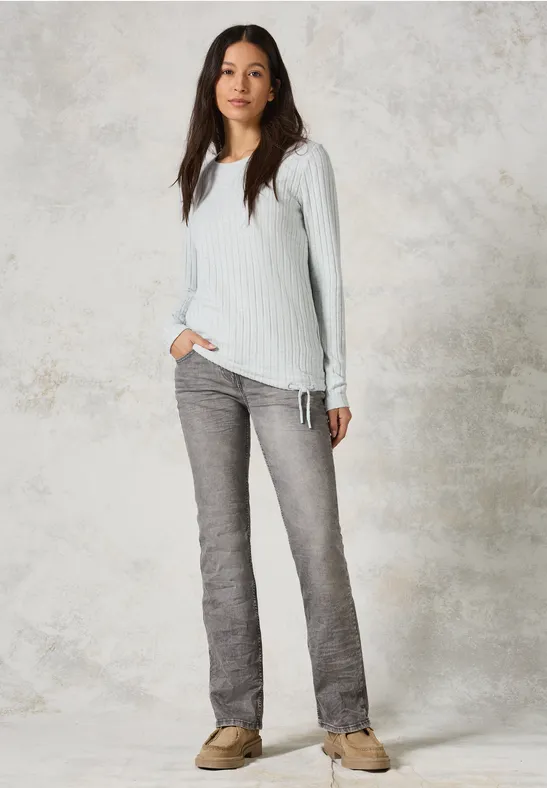 Langarmshirt mit gerippter Strickstruktur
