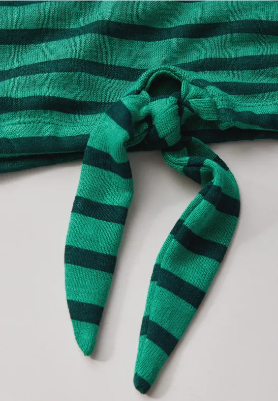 Gestreiftes Strickoberteil mit Bindeband