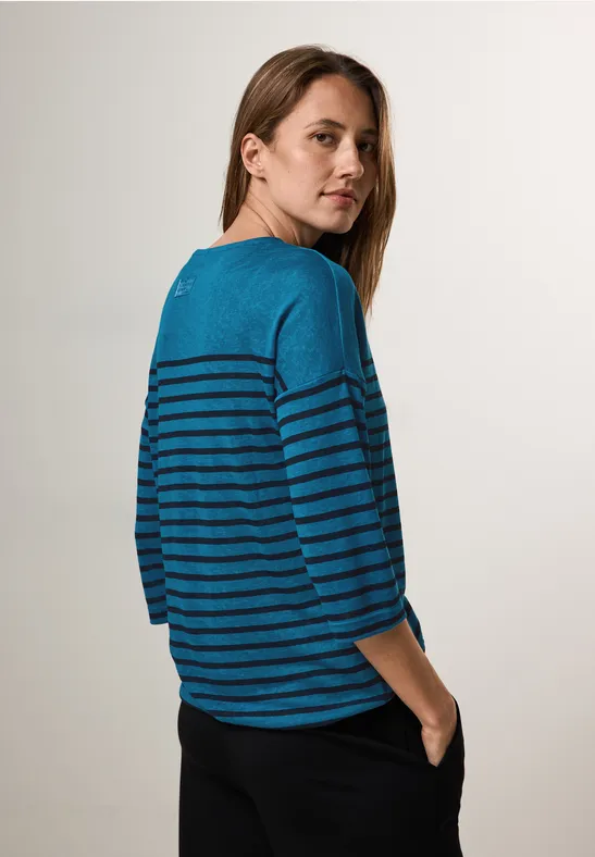 Gestreiftes Langarmshirt mit Knotendetail