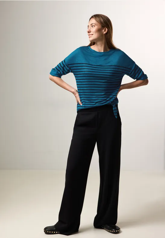 Gestreiftes Langarmshirt mit Knotendetail
