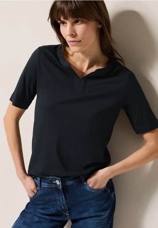 Lässiges Tunika-Shirt mit Schlüsselloch-Ausschnitt