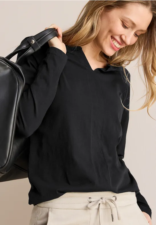 Lässiges Tunika-Shirt mit Schlüsselloch-Ausschnitt
