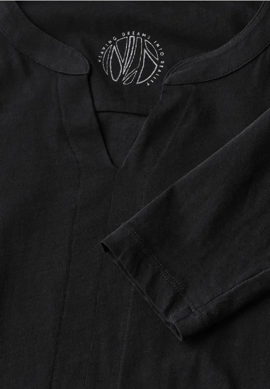 Lässiges Tunika-Shirt mit Schlüsselloch-Ausschnitt