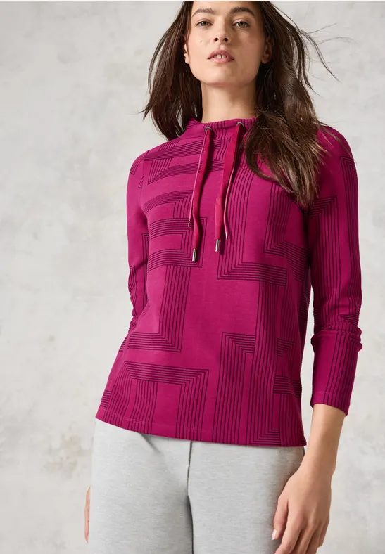 Sweatshirt mit geometrischem Trichterkragen