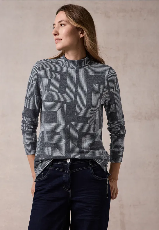 Langarmshirt mit geometrischem Muster