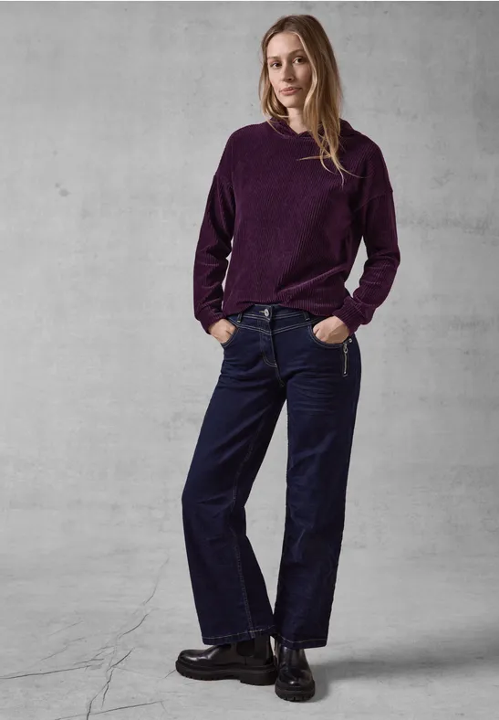 Cord-Hoodie Langarmpullover