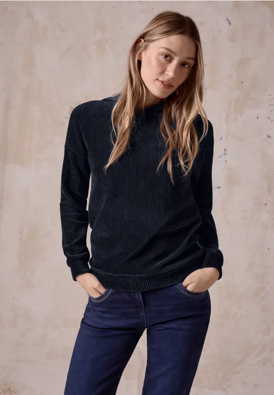 Bequemes Cord Langarm-Sweatshirt