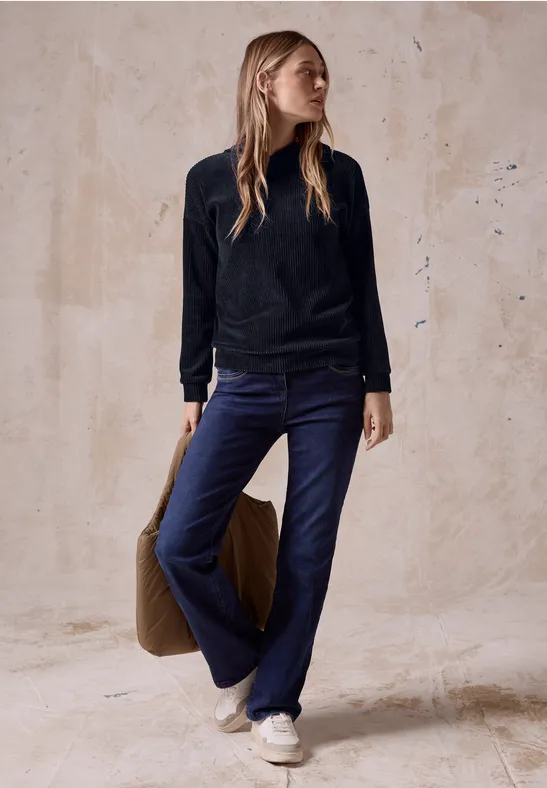 Bequemes Cord Langarm-Sweatshirt