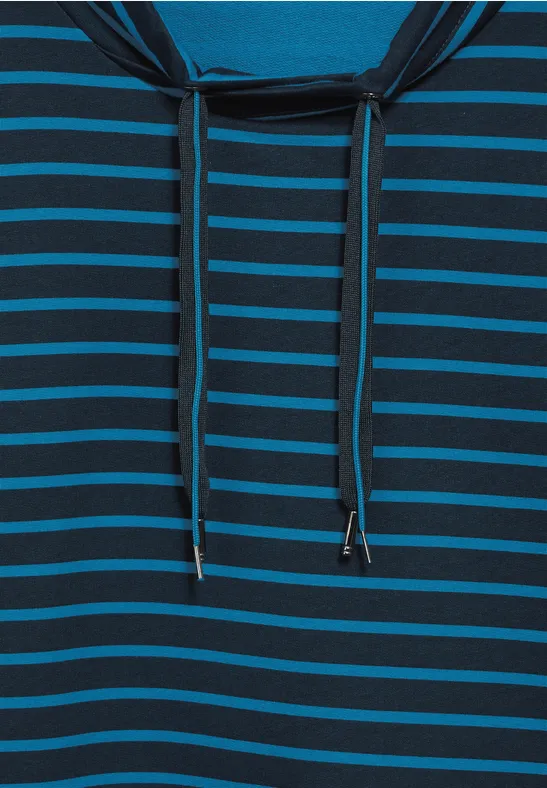 Gestreiftes Langarmshirt mit Wasserfallkragen