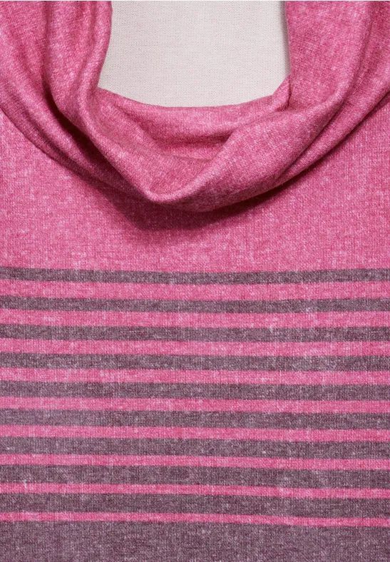 Gestreiftes Langarmshirt mit Wasserfallkragen