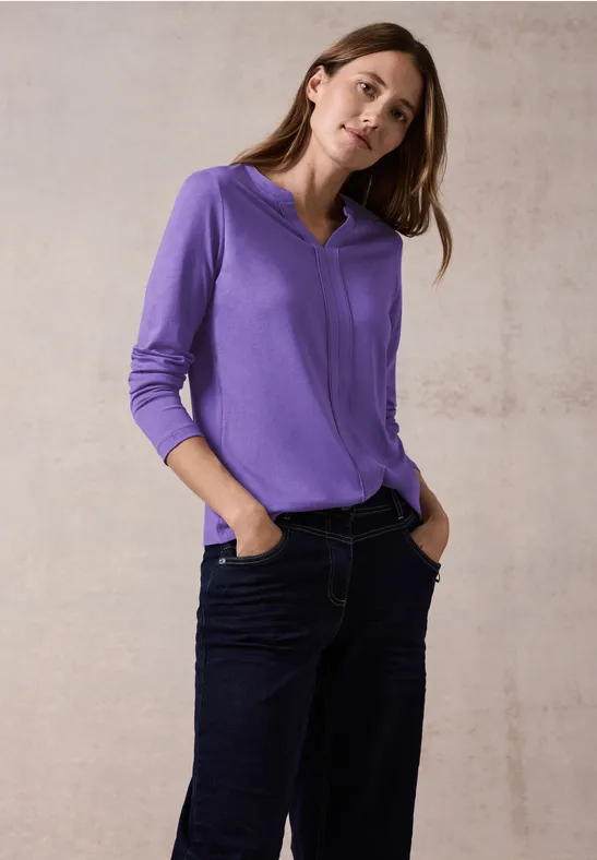 Damen Blusenshirt Tunika mit V-Ausschnitt