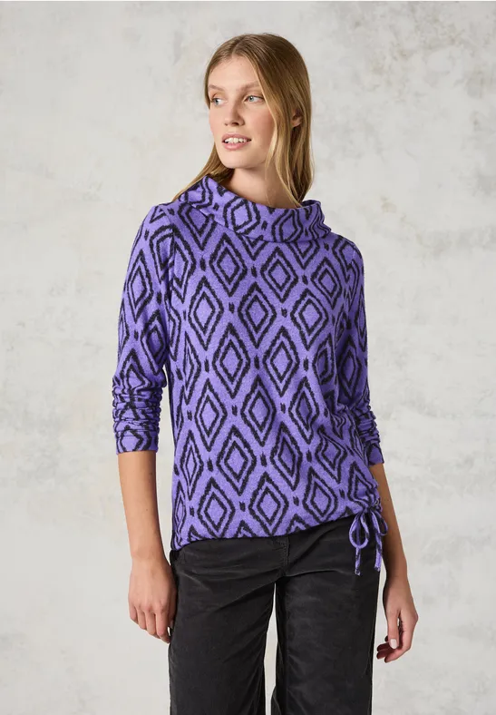 Shirt mit Print und Wasserfallausschnitt