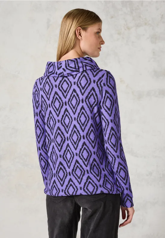 Shirt mit Print und Wasserfallausschnitt