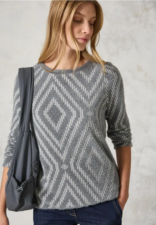 Strickoberteil mit geometrischem Diamantmuster