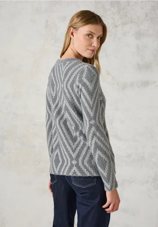 Strickoberteil mit geometrischem Diamantmuster