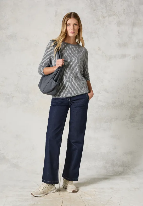Strickoberteil mit geometrischem Diamantmuster
